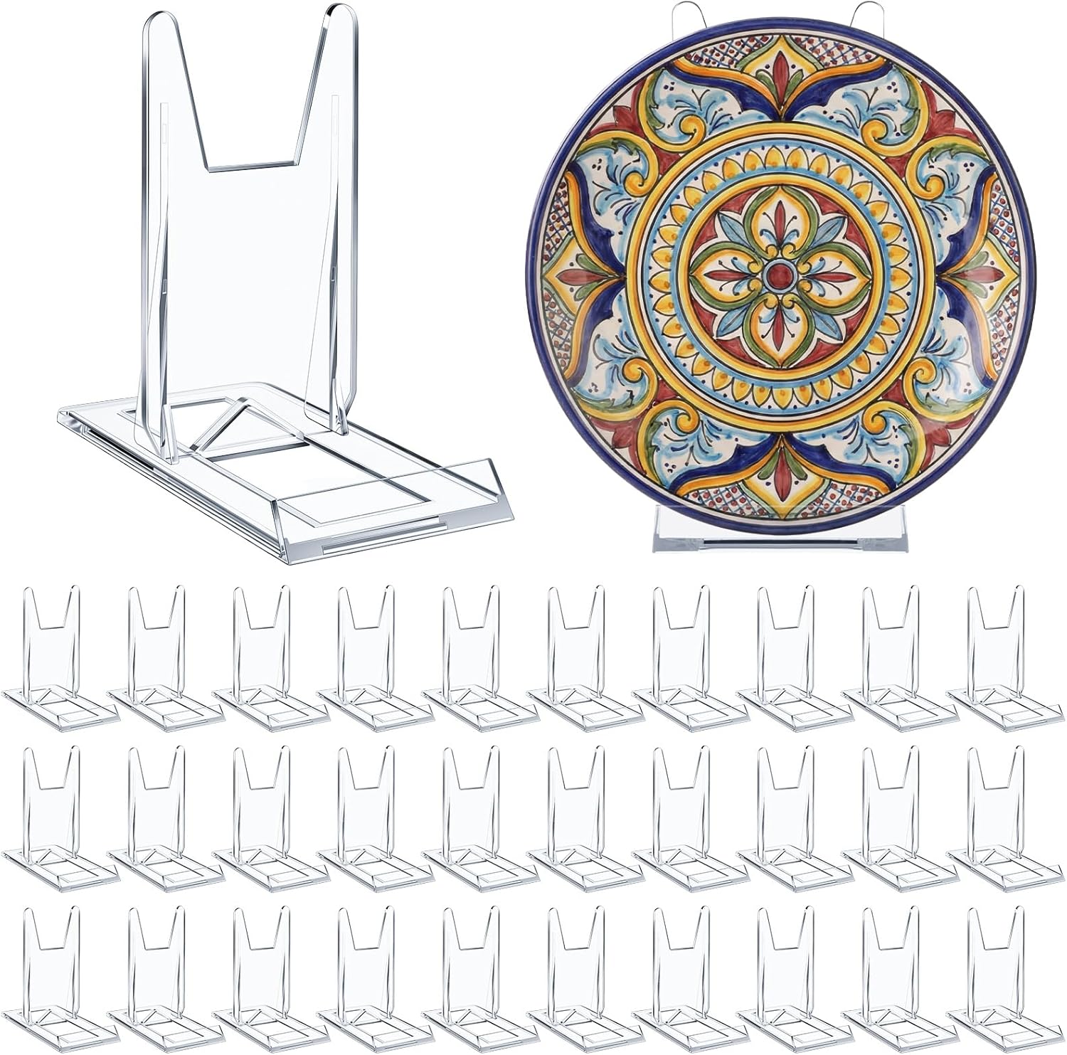 30 Pack 5.91 Inch Acrylic Adjustable Plate Stands for Display Large Clear Stand Holder Picture Plate Holder Clear Easels Stands to Display Pictures for Home Office Festival Party Decoration