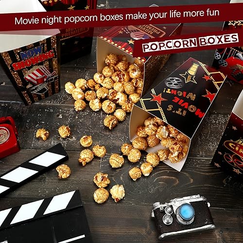 Miniatura 7 de 36 cajas de papel de palomitas de maíz de noche de película, cubos de 6 pulgadas, cajas para palomitas de maíz, tazón, recipiente de fiesta nocturna