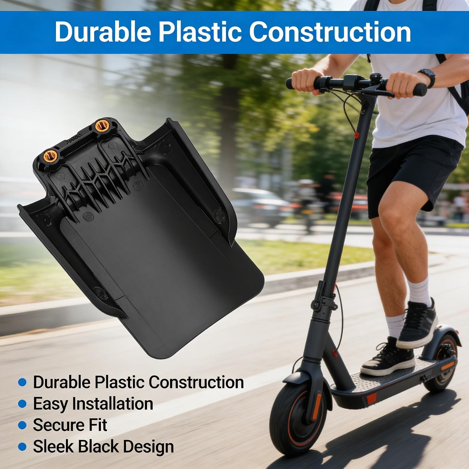 Insurance Plate Base Compatible with Ninebot Max G3, Reinforced ABS Electric Scooter Rear Fender License Reflective Shell, Performance Matte Black Max G3 Rear Mudguard Accessories