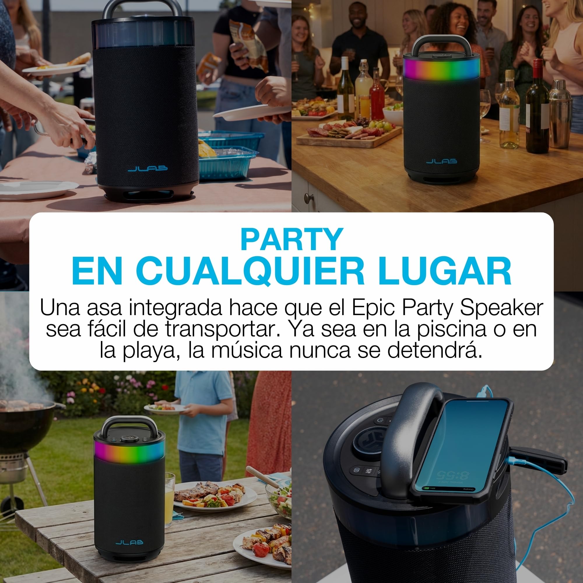 JLab Epic Party Altavoz Bluetooth Portátil 100W - 16h, Negro