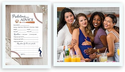 Miniatura 4 de BASEBALL - Tarjetas de predicción y consejos – Paquete de 25 – Deportes Azul Marino Niños Baby Shower Juegos, deseos para nuevos padres, mamá y papá