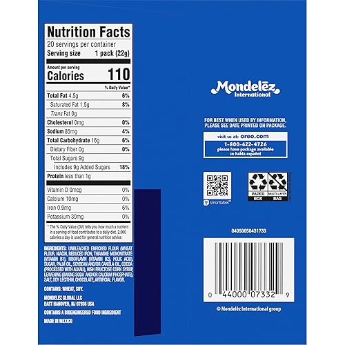 Miniatura 40 de OREO Galletas de sándwich de chocolate con crema sabor a chips de Java tamaño familiar, 17 onzas