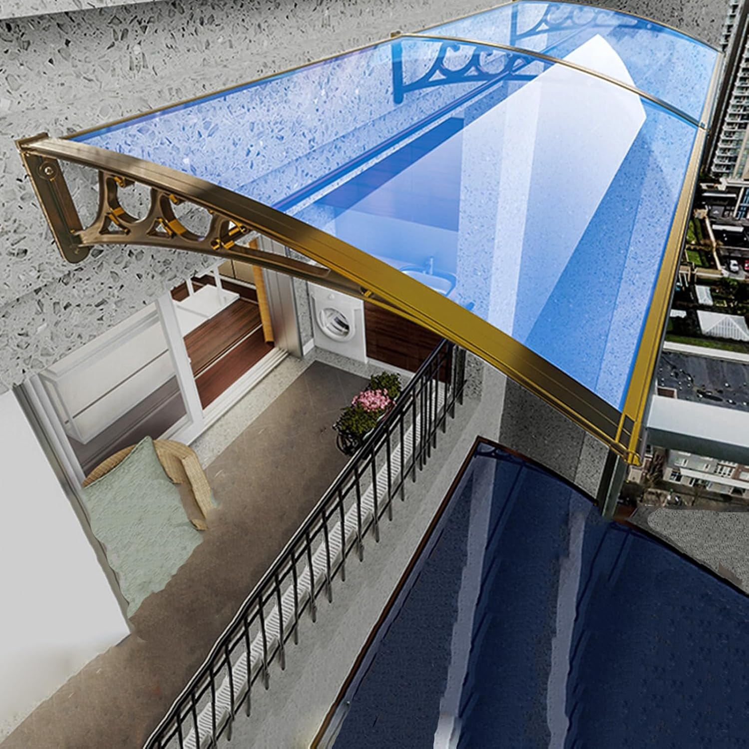 Door Window Awning,Outdoor Patio Canopy,Front Door Canopy,Polycarbonate Cover Front,Outdoor Sun Shades for Uv, Rain, Snow Protection, Hollow Sheet for Window, Porch(60x80cm/23.6x31.4in)