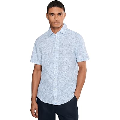 UNTUCKit Short Sleeve Brookstone Performance Printed Shirt blue