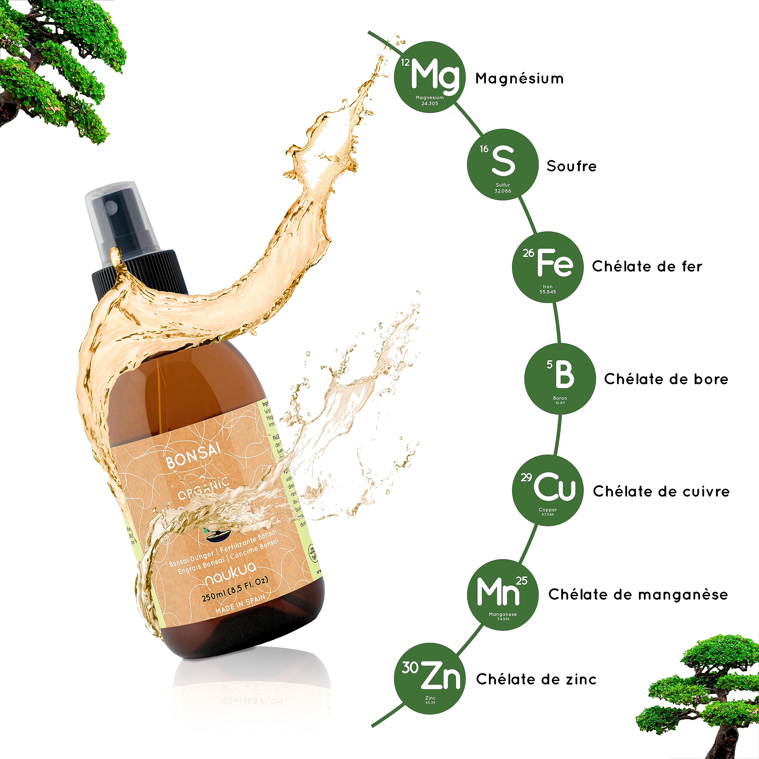 250 ml biologische vloeibare meststof voor bonsai, verbetert de sterkte van de bonsai en de vruchtbaarheid van de bodem, 100% natuurlijk, gemaakt in Spanje, gebruiksklare spray