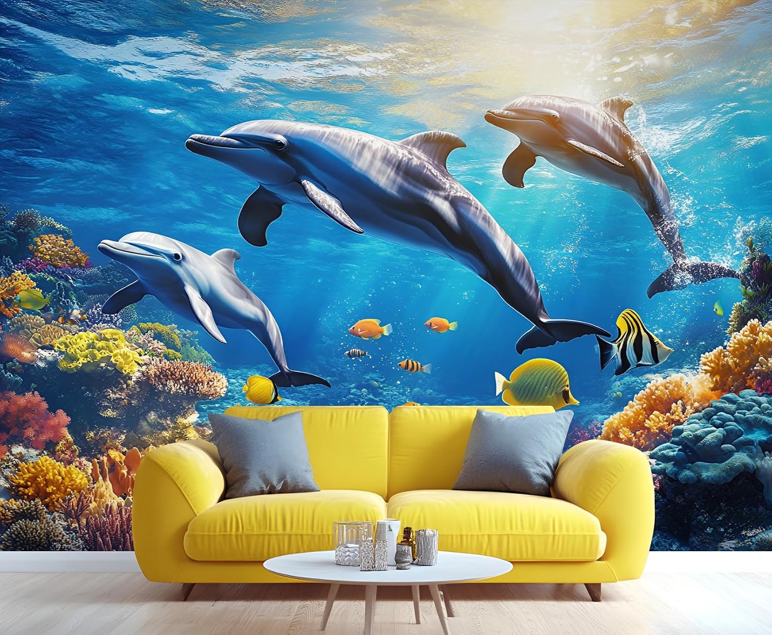 Vintage Courtyard Wallpaper Mural, Sunshine Removable Wallpaper, Stairs Modern Wall Decor for Renter Bedroom and Living Room 103" x 69 "(Not Peel and Stick)