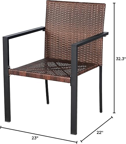 Miniatura 2 de BTEXPERT Juego de 2, juego de comedor de mimbre para patio, jardín, césped, porche, terraza, sillas de gas para interiores, sillas de ratán al aire