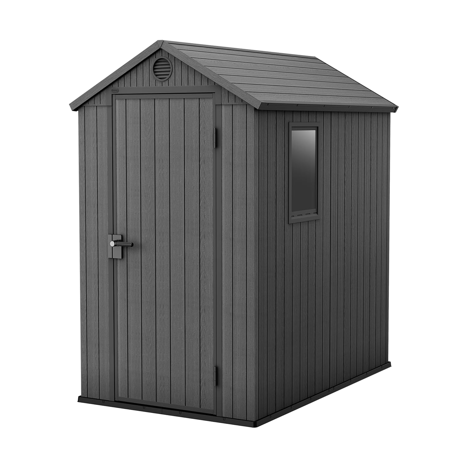 Keter Darwin Outdoor Apex Single Door Garden Storage Shed 6 x 4ft Grey Wood Look and Feel | Fade Free | All Weather Resistant | Safe and Secure | Zero Maintenance | 15 year...