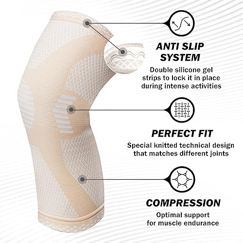 Vista 77 de POWERLIX Rodillera de compresión (par) – La mejor rodillera para el dolor de rodilla para hombres y mujeres – Soporte de rodilla para correr