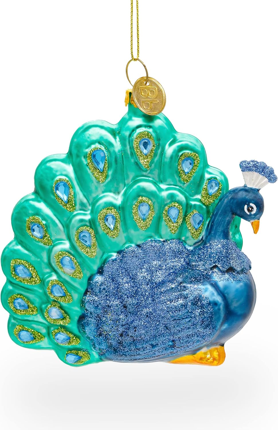 Chic Peacock Blown Glass Christmas Ornament - Image 6