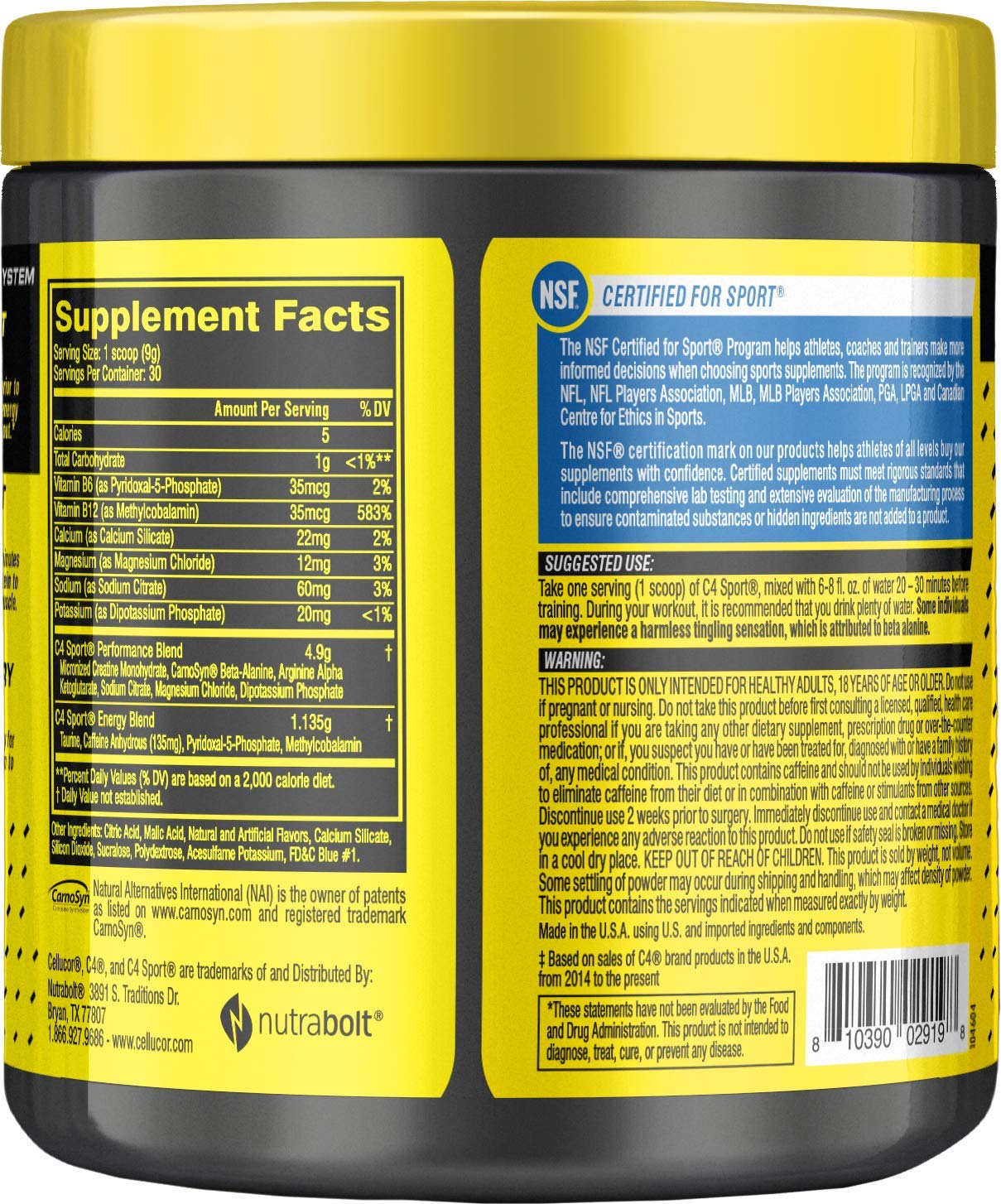 C4 Sport Pre Workout Powder Blue Raspberry - Pre Workout Energy with 3g  Creatine Monohydrate + 135mg Caffeine and Beta-Alanine Performance Blend -  NSF ...