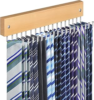 Tie Rack Belt Hanger Wall Mounted, Lomrsiul Non Slip 180 Degree Rotating Tie Organizer