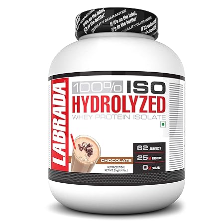 Labrada 100% ISO HYDROLYZED Whey Protein Isolate (25g Protein, 0g Sugar, 0 Fat, 62 Servings) ?? 4.4 lbs (2kg) (Chocolate)
