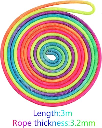 Miniatura 5 de Gejoy 5 piezas de cuerdas de salto chinas coloridas cuerda elástica de goma giratoria juego de fitness para jugar al aire libre en interiores y