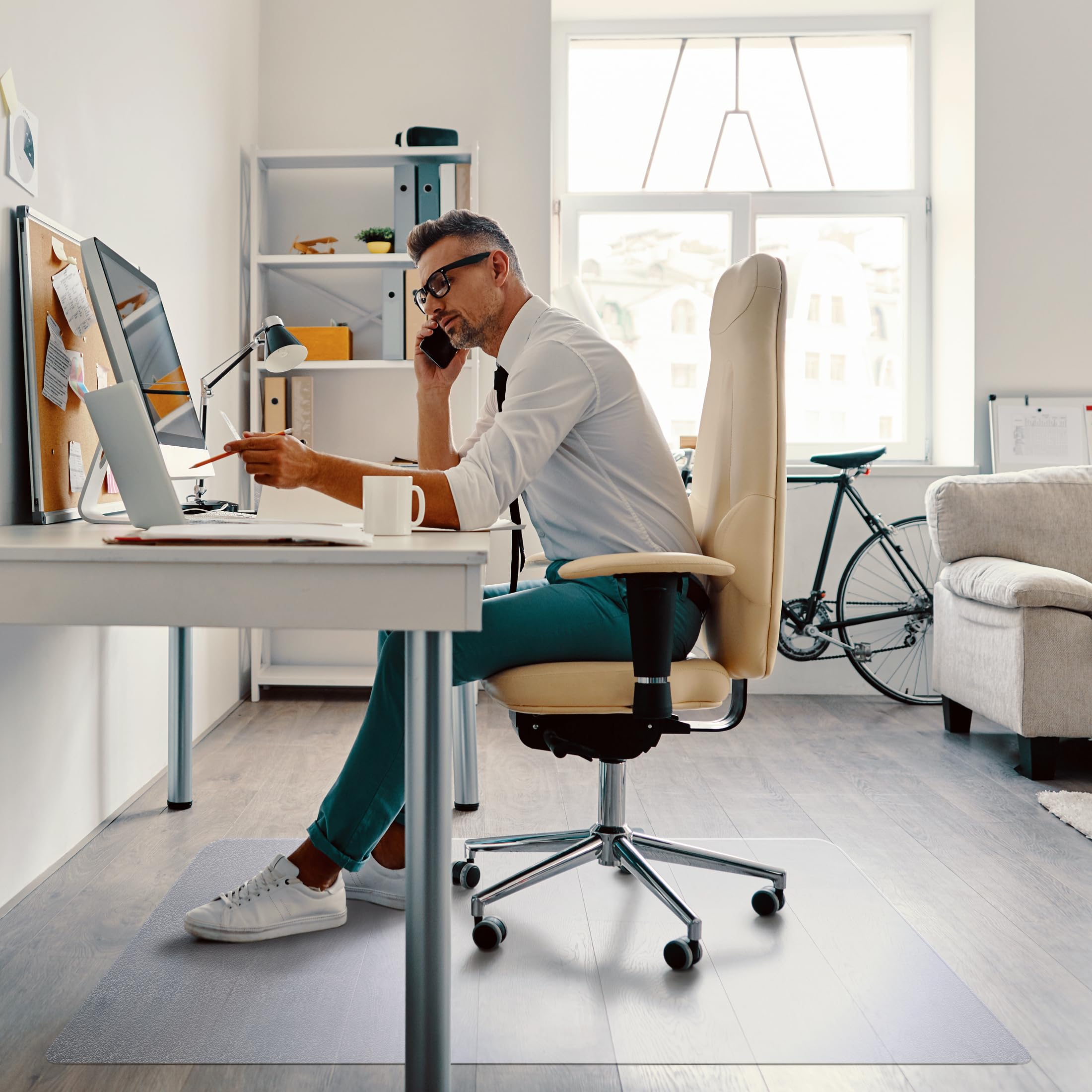 Valuemat Basic Multi-Purpose Floor Protection 90 x 120cm Rectangular for Hard Floors