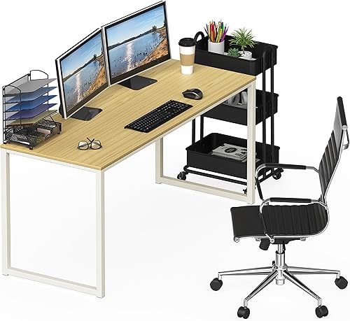 Miniatura 74 de SHW - Escritorio de 32 pulgadas para computador, oficina en casa, roble Roble,Negro,Espresso,Marrón