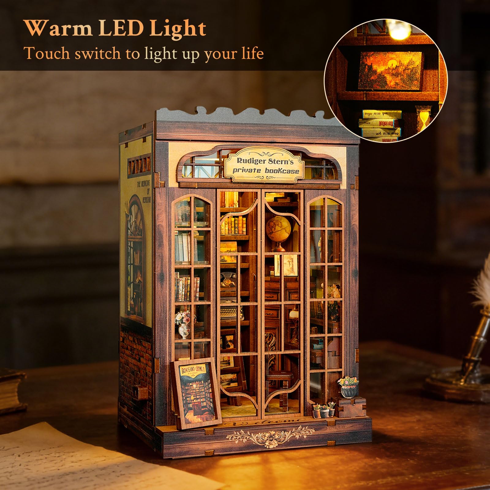Kit DIY Book Nook Esplorazione Interstellare - Casa In Miniatura Con LED E Sensore