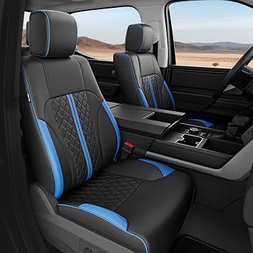 RIDEPOSH for Toyota Tundra Custom Seat Covers 2022-2026 CrewMax/Double Cab | SR/SR5/Limited/TRD PRO/Platinum/1794 Edition, NO Legrest, 40/60 Spilt, Luxury Leather, Truck Accessories, Full-Wrap, Full Set