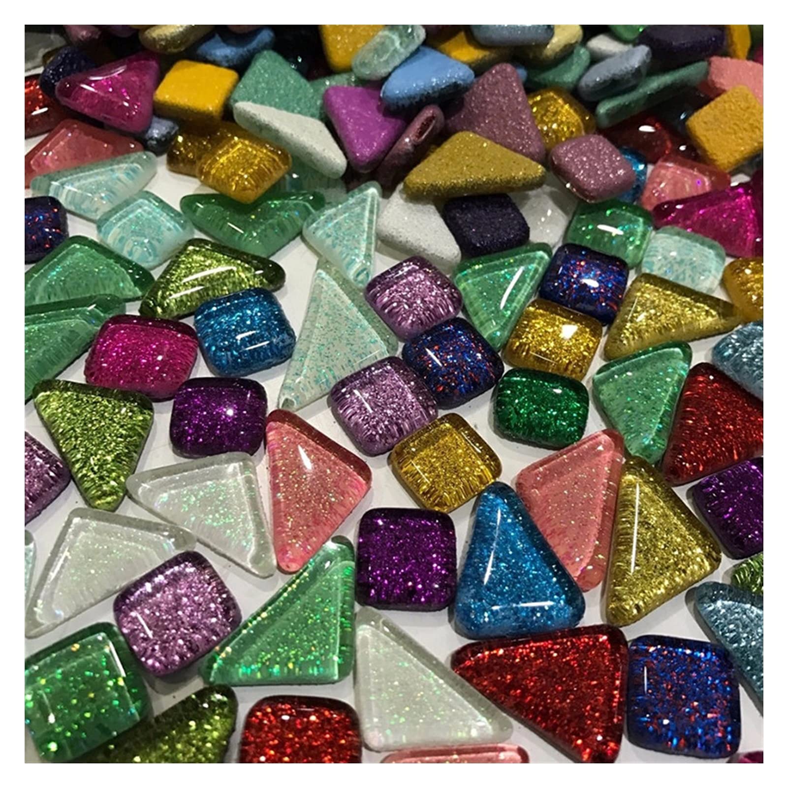 Mosaicos Manualidades, Teselas Para Mosaicos Azulejos de mosaico de cristal de Glitter de 600 g de piedra cuadrada y de forma colorida de forma colorida BRICOLAJE Mosaico haciendo niños materiales art