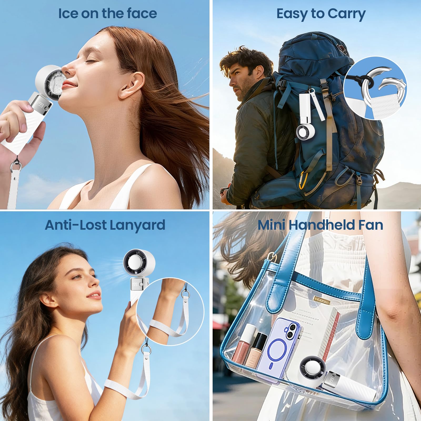 2026 Nouveau Mini Ventilatore Portatile, Ventilatore a Batteria Ricaricabile, Ventilatori Piccolo potente silenzioso ,Funzione di Raffreddamento per Ufficio Viaggi Esterni Interni e Aperto, Nero