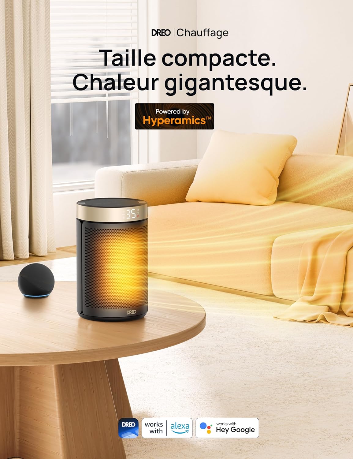 Dreo Chauffage d'appoint, chauffage electrique soufflant economique avec thermostat, minuterie 1-12H, mode eco, chauffage ceramique - photo 3