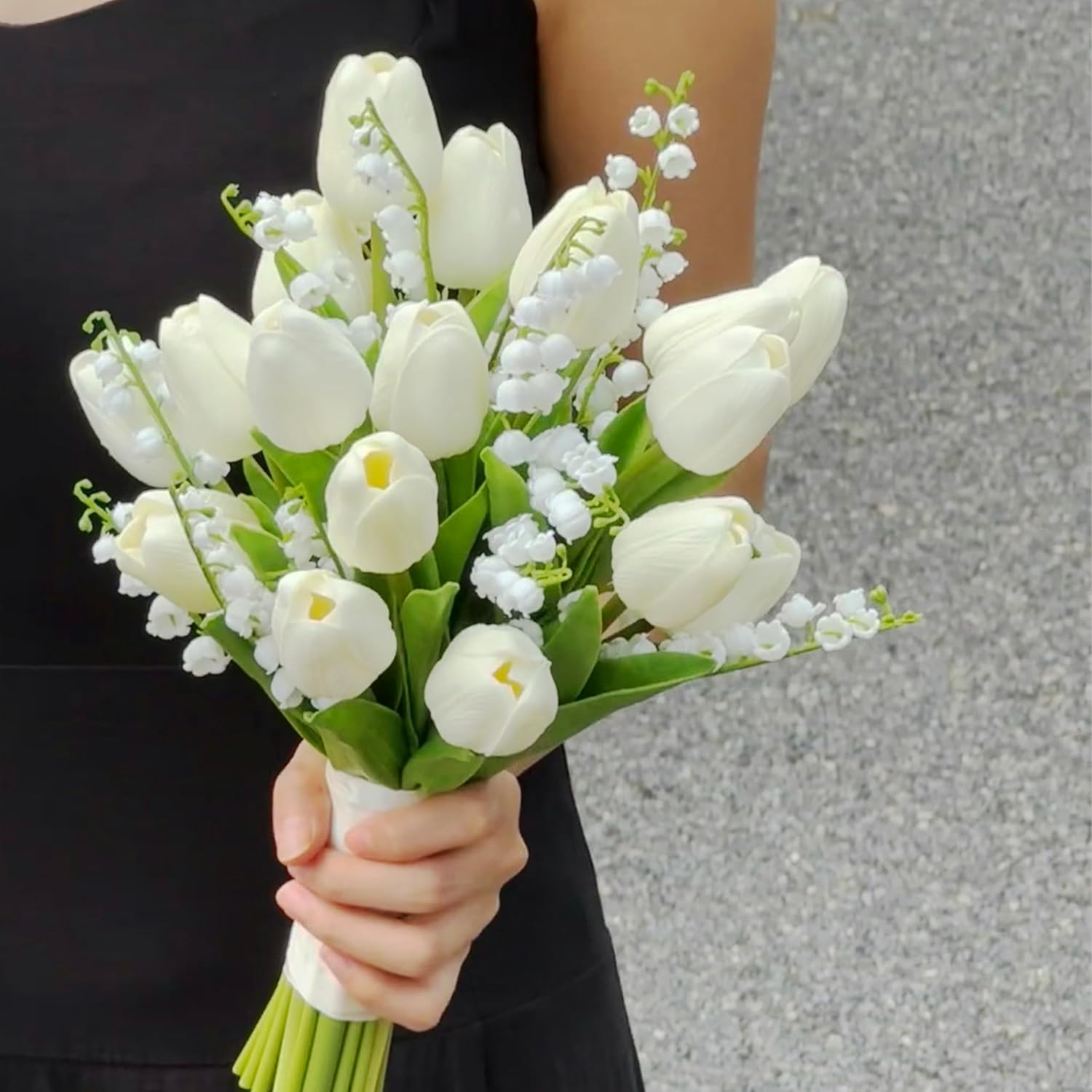 20pcs White Artificial Tulip Fake Flower 12.9 Inch Spring Mother's Day Easter Gift for Home Kitchen Wedding Decoration - Image 6