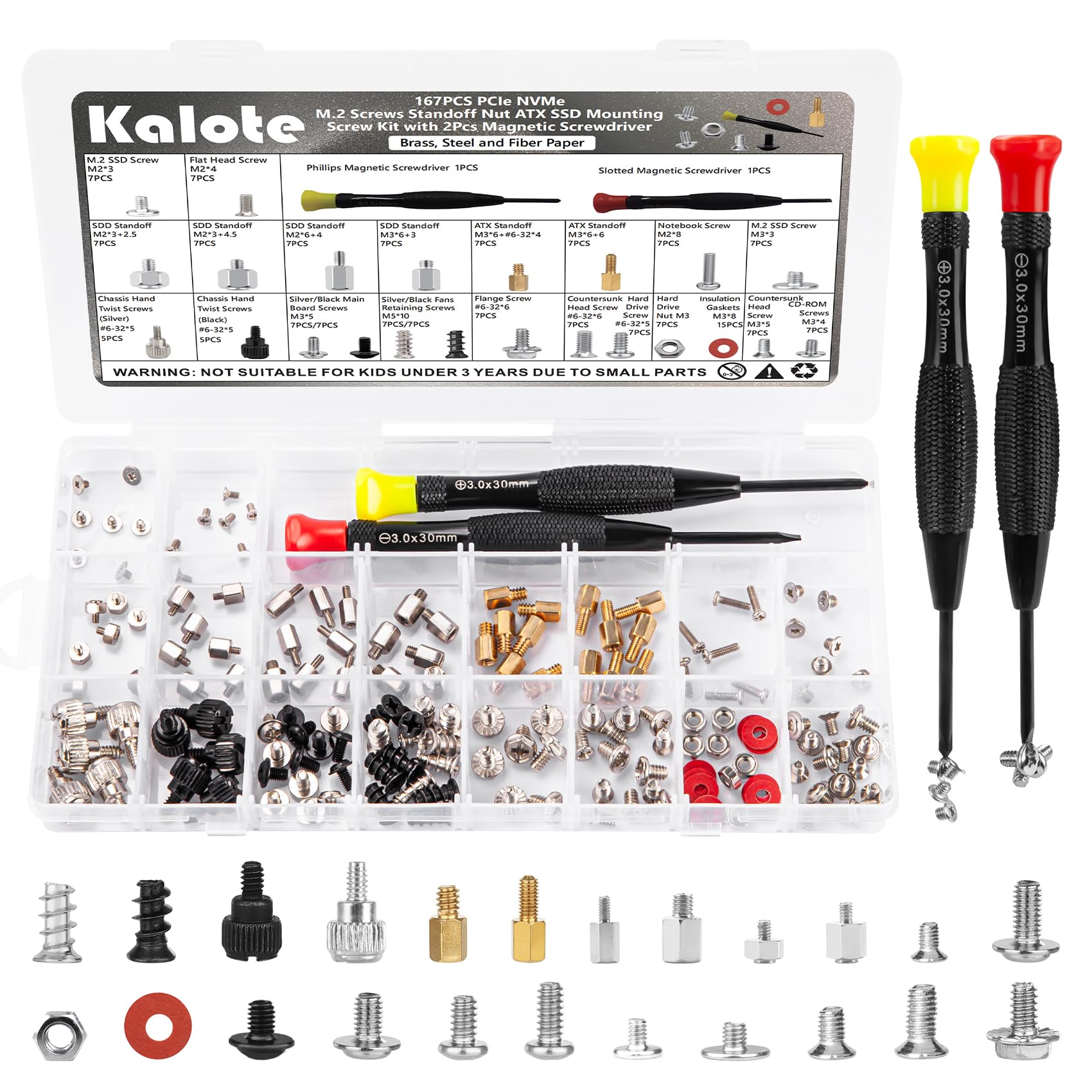 167 Stück Computer Schrauben Set, Personal Computer Schrauben & Standoffs Abstandshalter Set für Universal Motherboard PC-Gehäuse PC-Motherboard Lüfter CD-ROM Festplatten Schrauben Standoffs