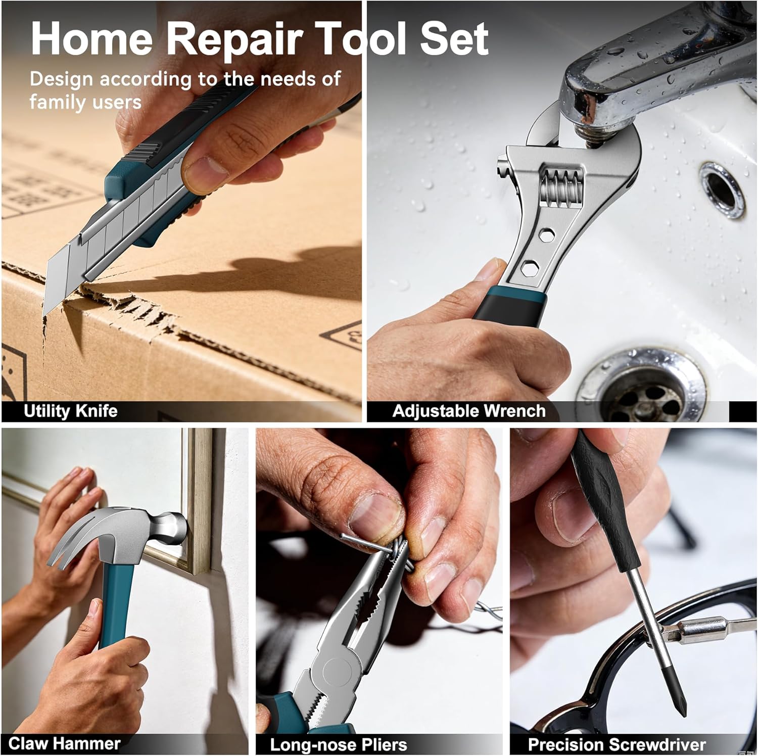 328 Piece Tool Kit For Home,Hand Repair Tool Set,Toolbox Storage Case with Drawer,General Household/Auto Tool Set,Perfect for Homeowner, DIY, Handyman (Blue and black)