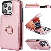 Vista 13 de Folosu Funda compatible con iPhone 15 Pro Max con soporte para tarjetas, rotación de 360°, soporte de anillo de dedo con función atril, bloqueo