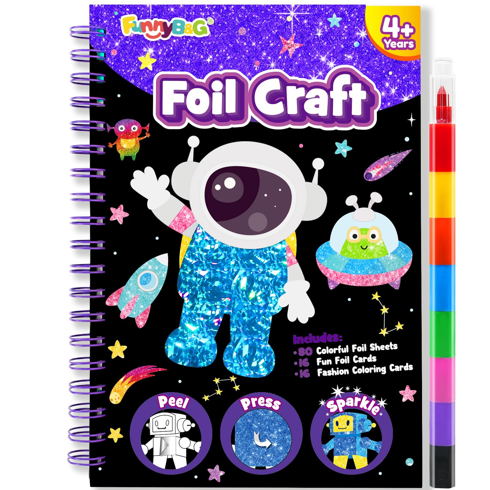 FUNNYB&G Manualidades infantiles con foil, Creativo Kit Manualidades niños, Juguete Niña Regalos Para de 3 4 5 6 7 8 9 12 Años Niño cumpleaños (Princesa) — view 12