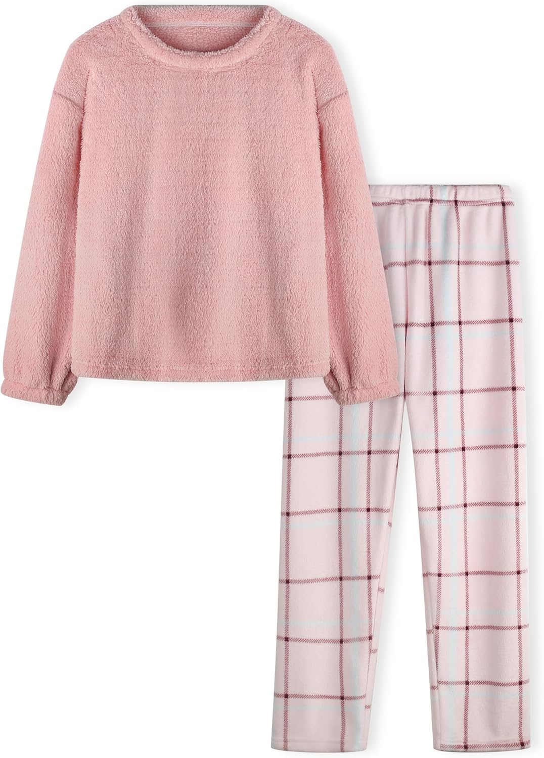 Women's Fuzzy Fleece Pajamas Set Flannel 2 Piece Winter Warm Comfy Printed Loungewear Sleepwear Pj Sets - Image 5