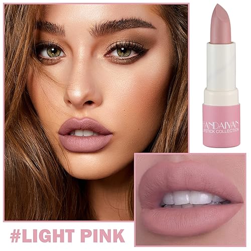 Miniatura 2 de Lápiz labial mate nude sedoso, terciopelo sedoso, lápiz labial color nude, lápiz labial antiadherente, impermeable, de larga duración, maquillaje de