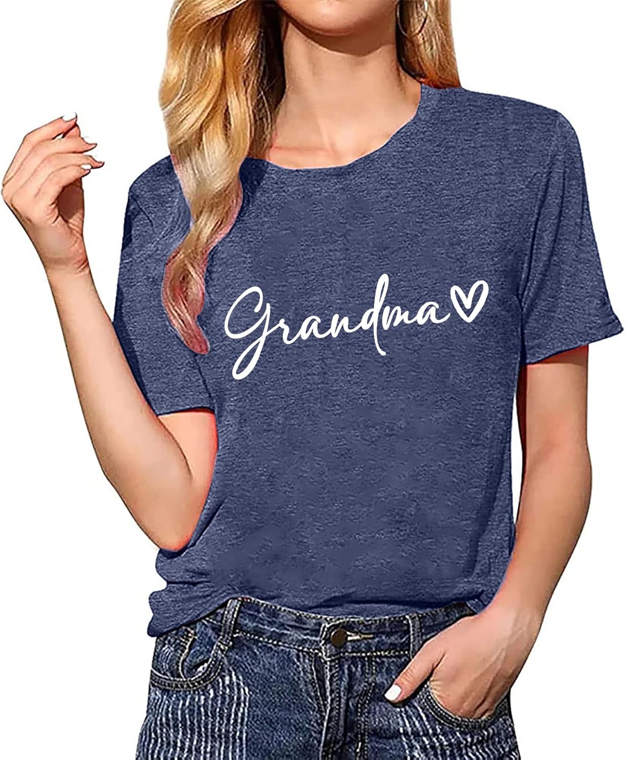 Grandma Shirts for Women Nana Shirt Heart Printed Casual Gigi Short Sleeve Tee Top - Image 2