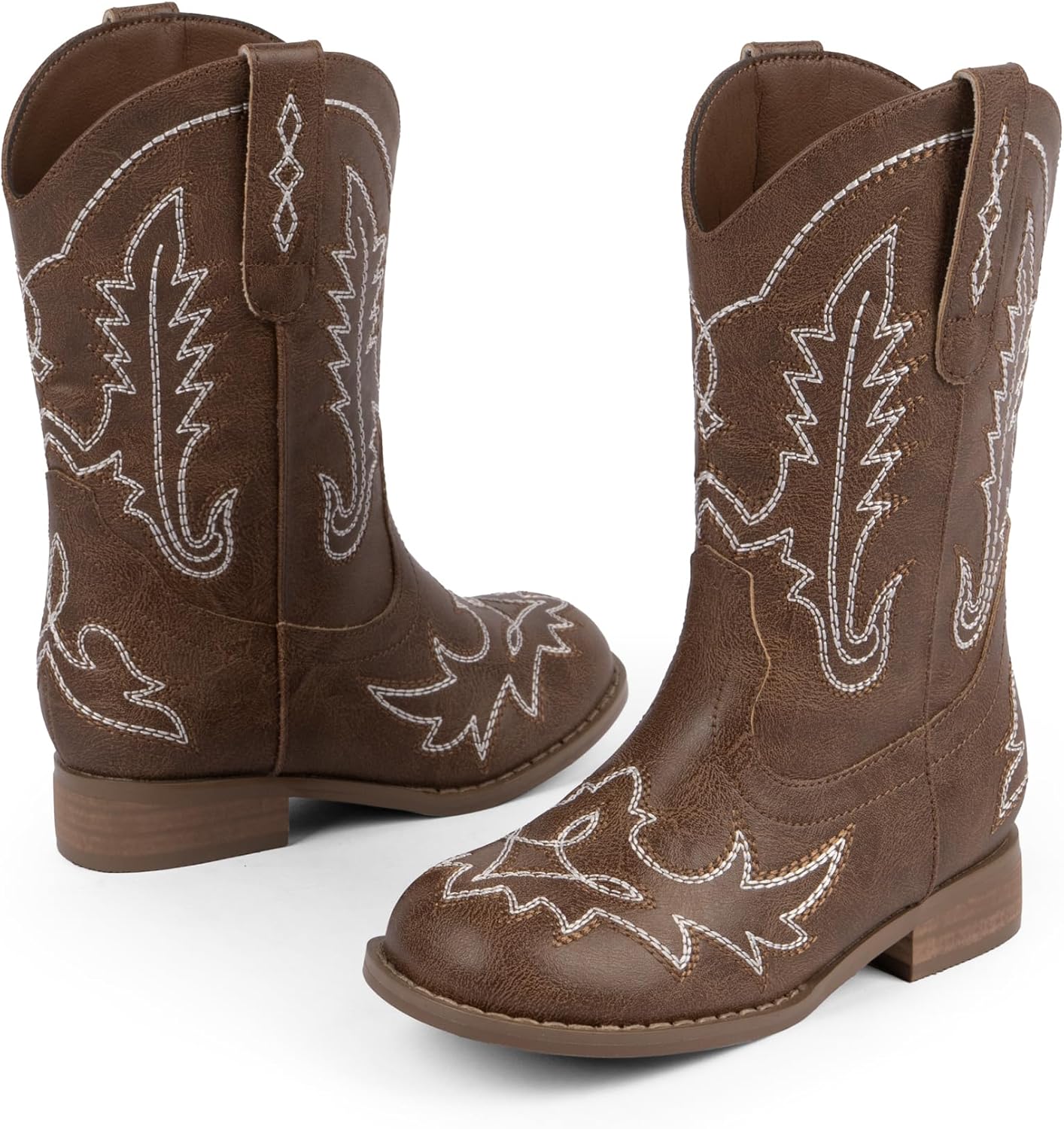 Modatope Toddler Cowgirl Boots for Girls Boys Cowboy Western Boots Little Big Kids Flat Low Heel Round Toe Mid Calf Horse Riding Shoes for Birthday Party