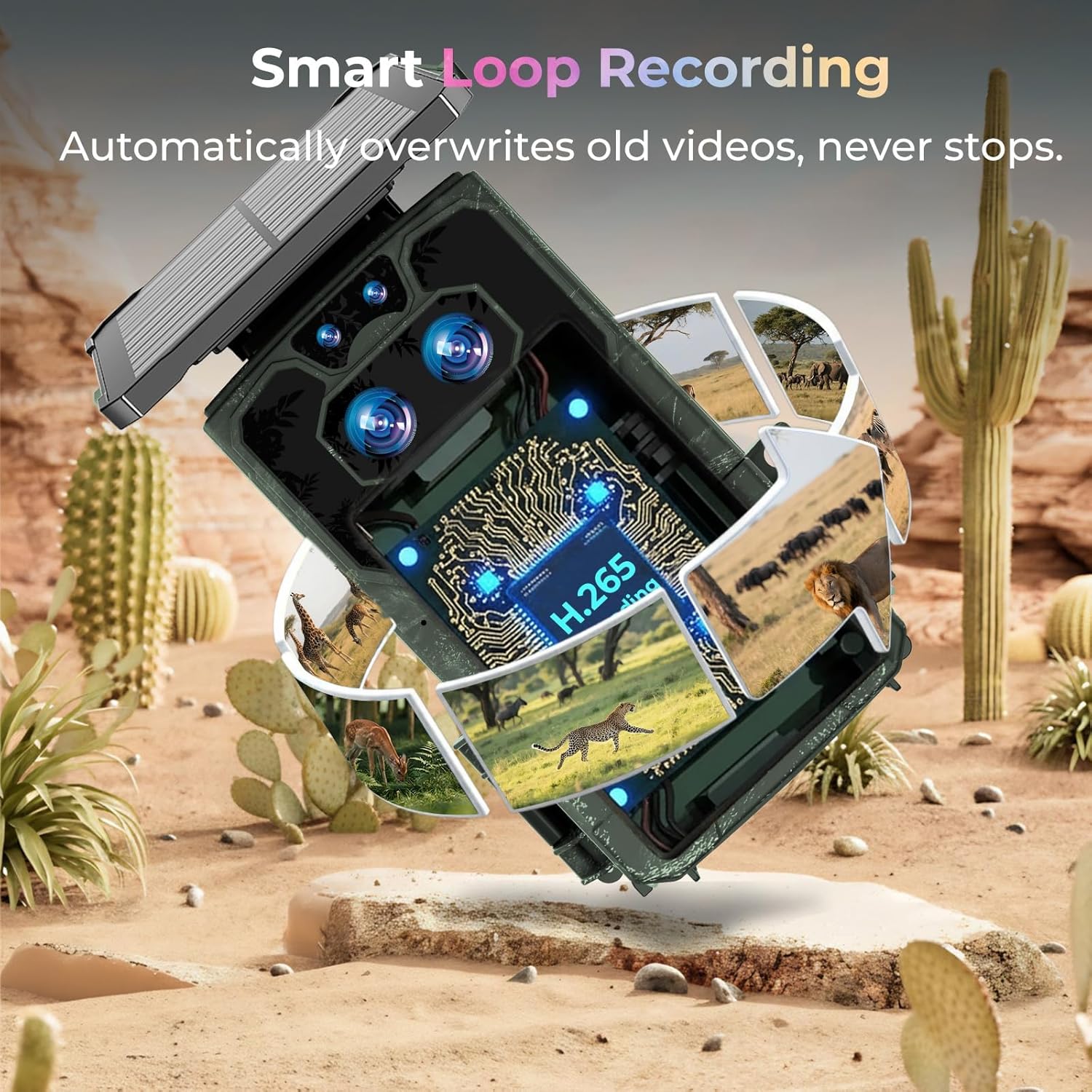 உள்ளே view of VOOPEAK TC37 Trail Camera with 2-inch LCD screen and control buttons
