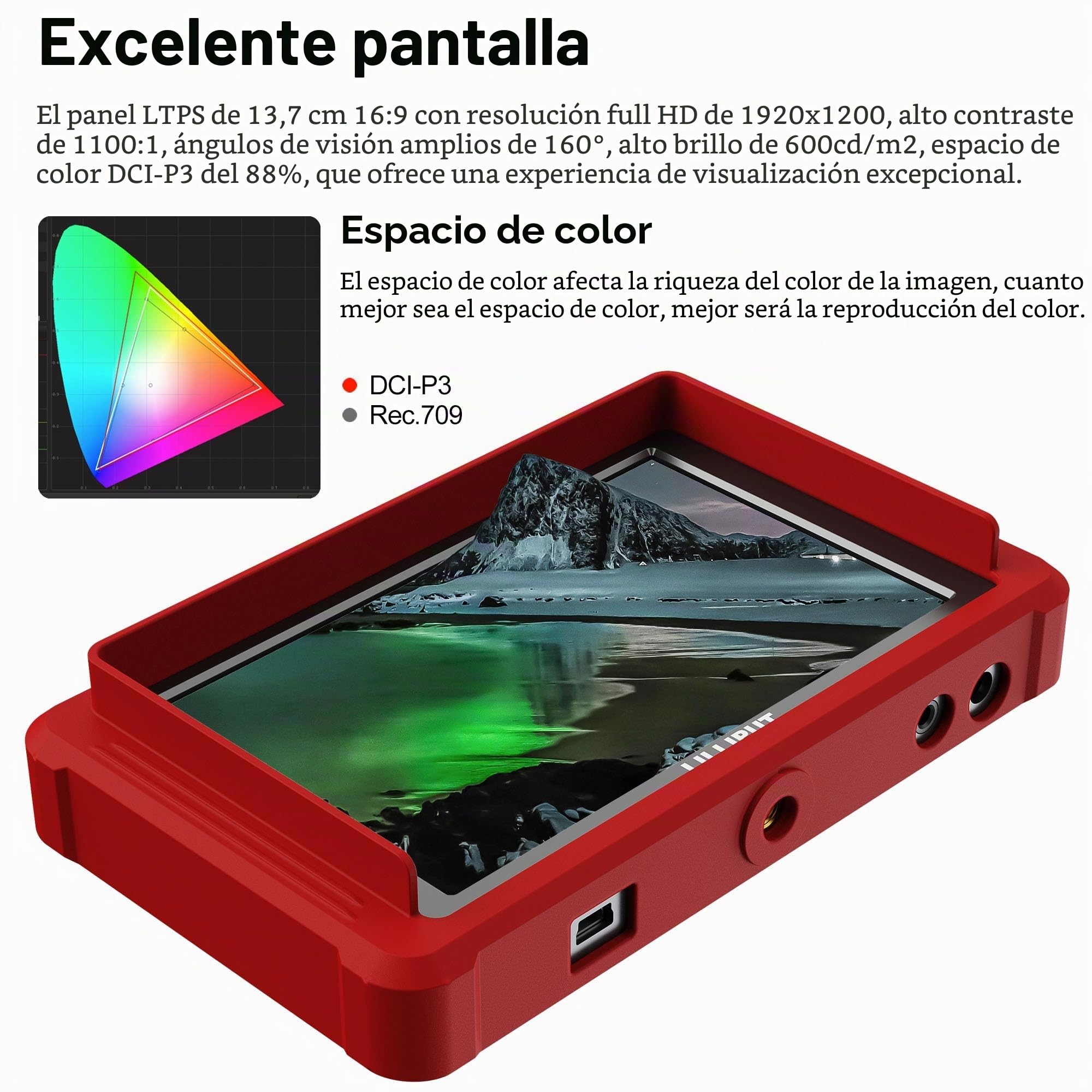 LILLIPUT FS5 5.4 Pulgadas 1920x1200 LTPS Field Cámara Monitor de Campo con 4K60 HDMI 2.0 Input & Loopout/ 3G-SDI Cámaras DSLR Monitor