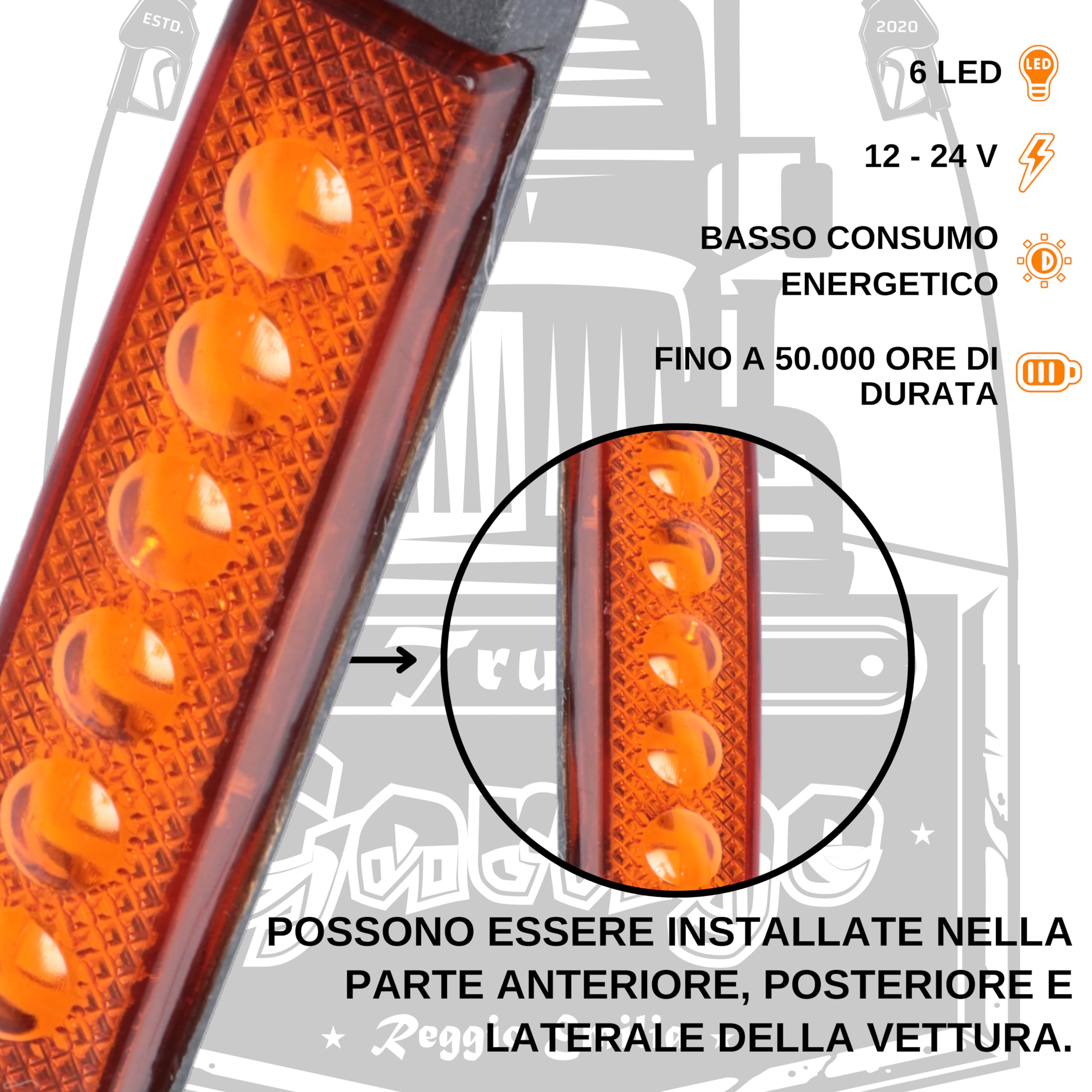 10 Luci LED Ingombro Camion 12V/24V - Arancione, Per Sottoscocca E Laterali, TRUCK GARAGE - Foto 10
