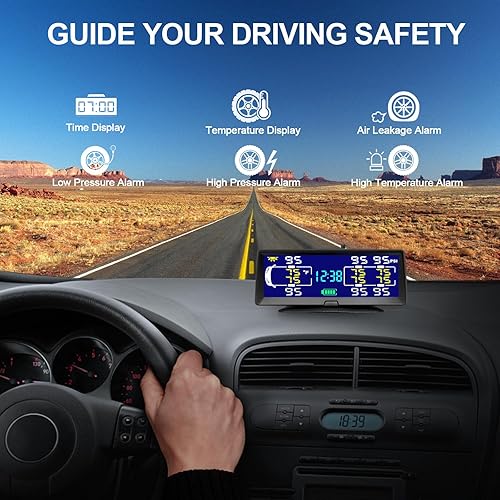 Miniatura 6 de Hieha Sistema de monitoreo de presión de neumáticos de caravana, TPMS solar de 7.84 pulgadas para caravana, remolque, camioneta, quinta rueda,