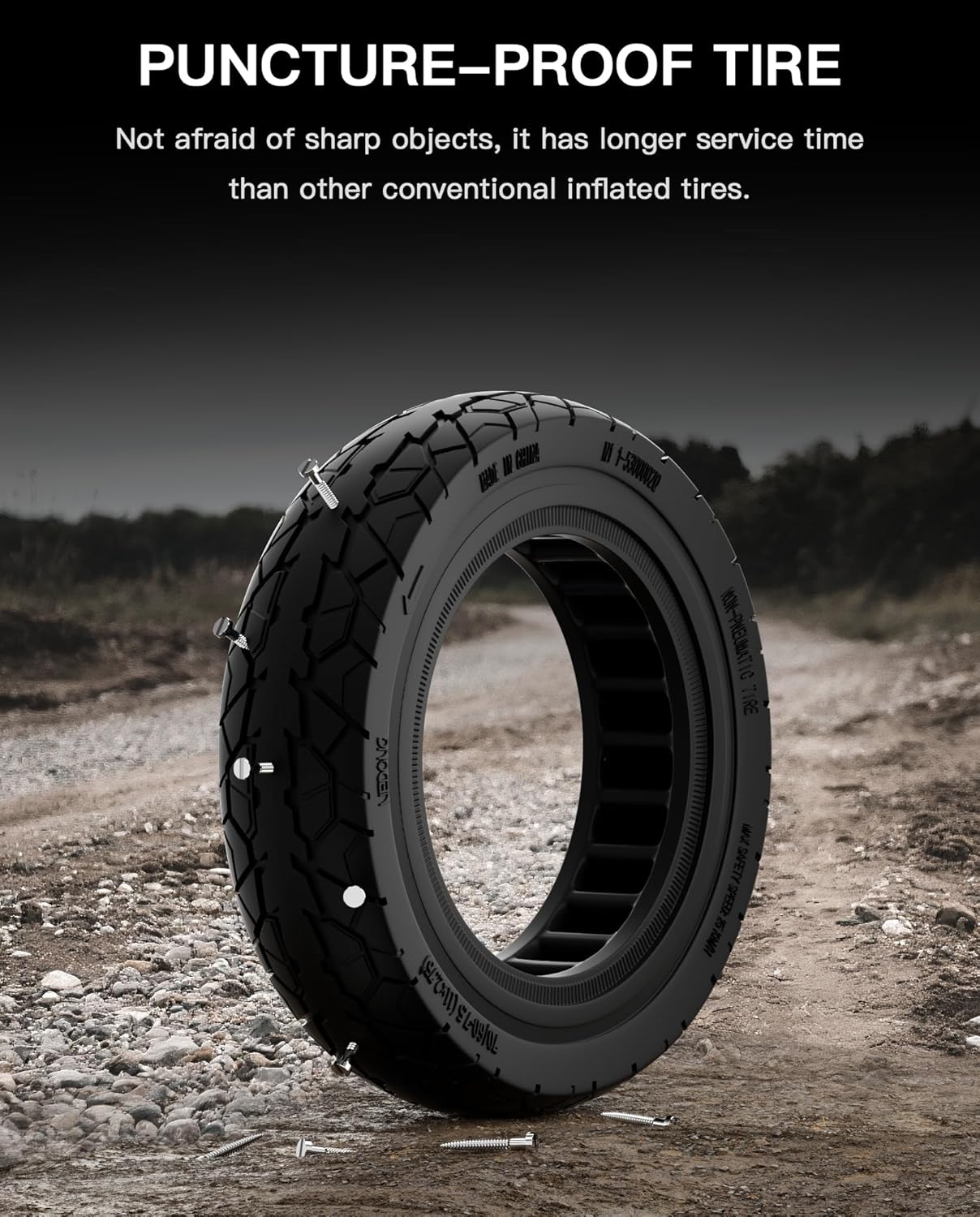 11 Inch Off-Road Scooter Solid Tire compatible with Ninebot by Segway MAX G3 / ZT3 / ZT3 Pro Kickscooter, 70/60-7.5 Front Rear Rubber Tire 11x2.75 Explosion-Proof Kick Scooter Tyre Replacement 2PCS