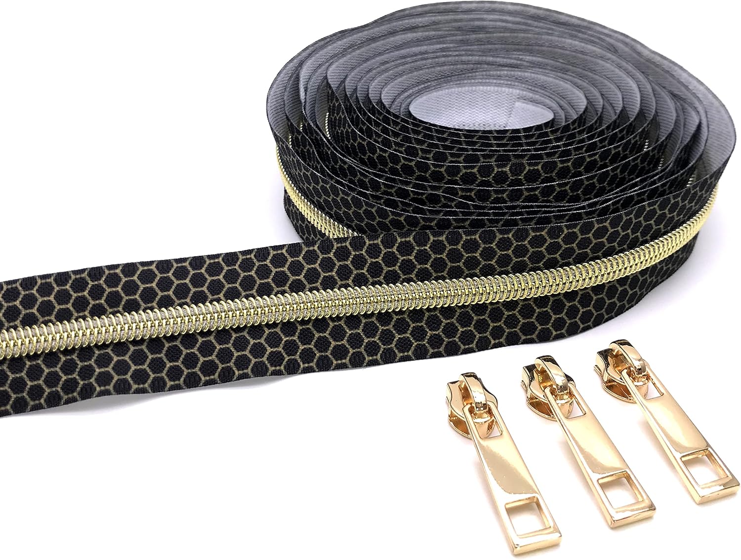Goyunwell 5 Zippers by The Yard Gold Nylon Coil Long