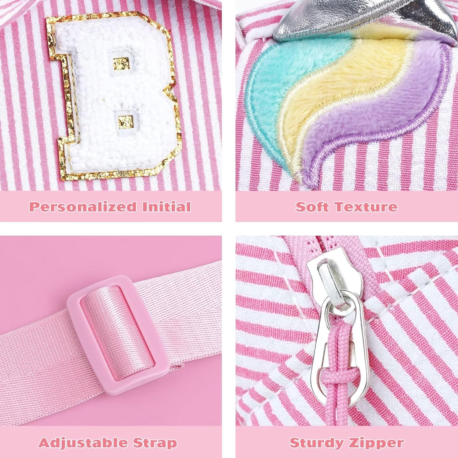 YOOLIFE Birthday Gifts for 2 3 4 5 6 7 8 Year Old Girls, Small Sling Bag Initial Fanny Pack for Girls, Unicorn Crossbody Bag Purse Cute Gifts for Little Girl, Pink (A) - Image 4