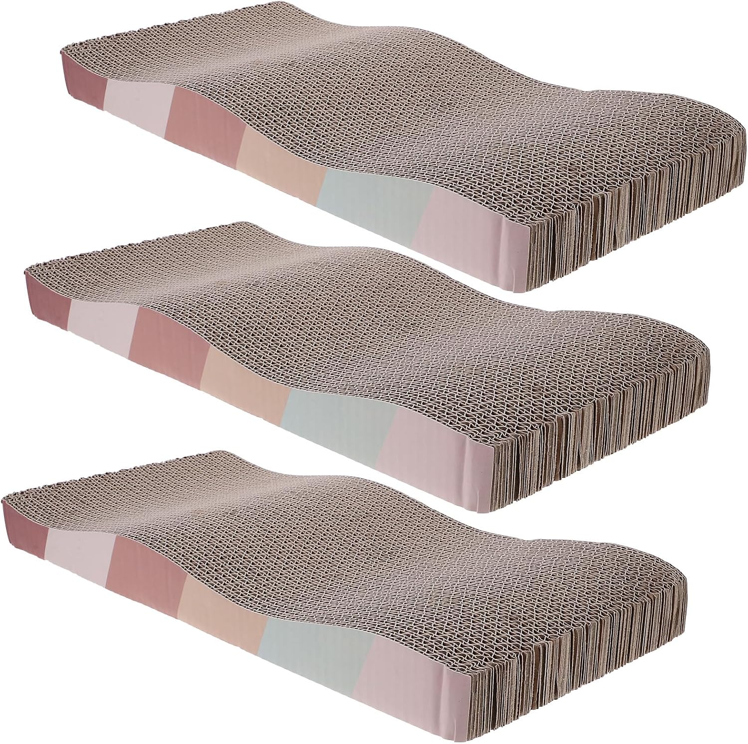 Kisangel 3Pcs Reusable Cat Scratcher Boards for Indoor Cats Double-Sided Corrugated Paper Pads Multi-Function Claw Grinding and Sleeping Mat Furniture Protector and Kitty Play