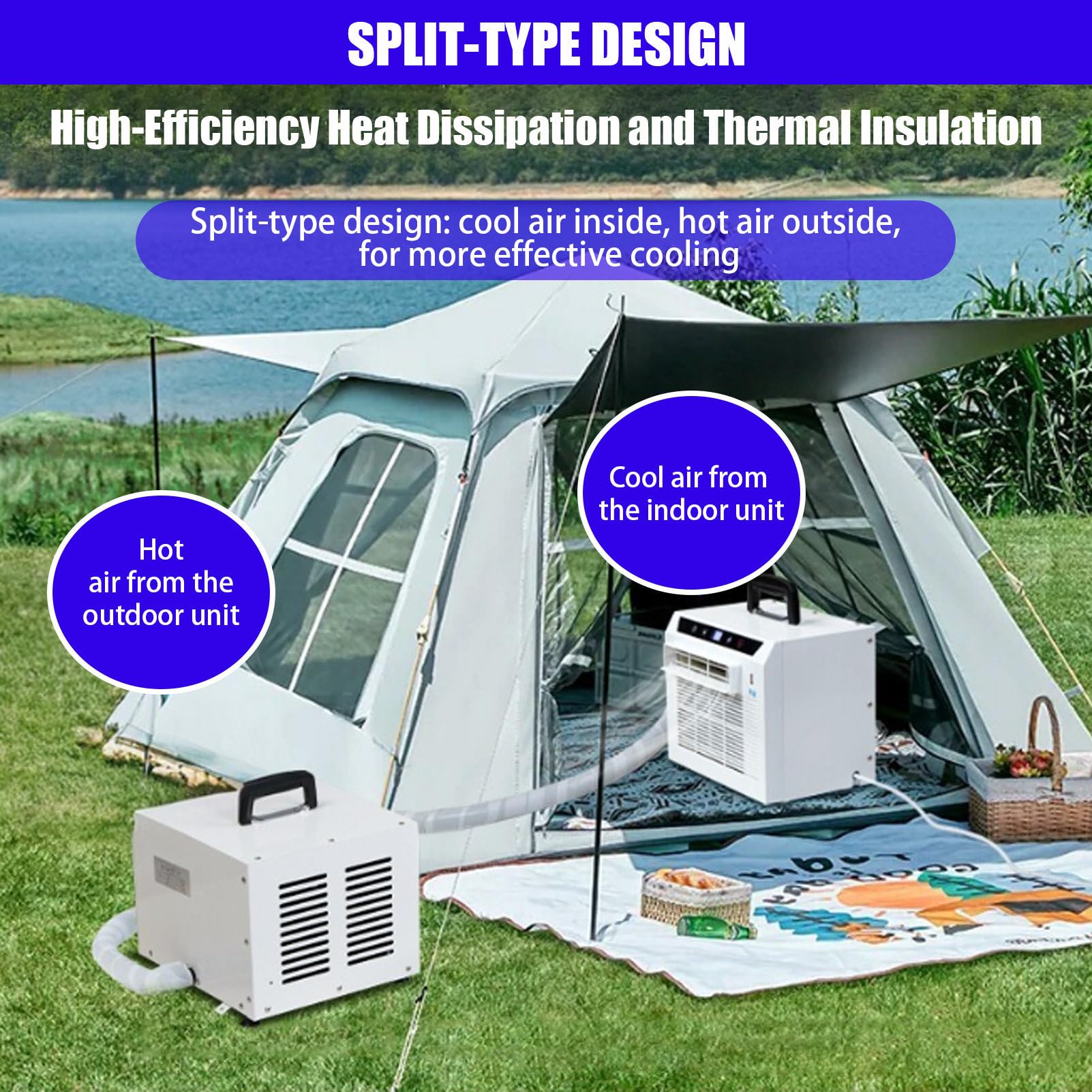 Aire Acondicionado Split De 3 000 Btu con Panel TáCtil, WiFi Y Mando A Distancia con Temporizador De 24 Horas, para El Hogar, La Oficina Y El Camping 2MConnectingPipe