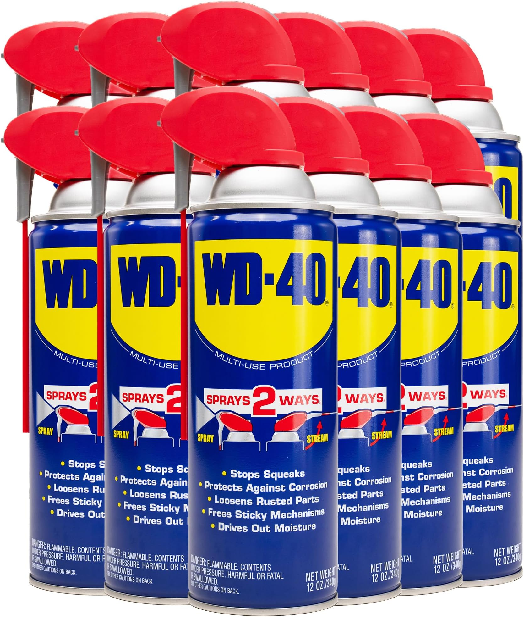 WD-40 Multi-Use Product with Smart Straw Sprays 2 Ways, 12 OZ [12-Pack]