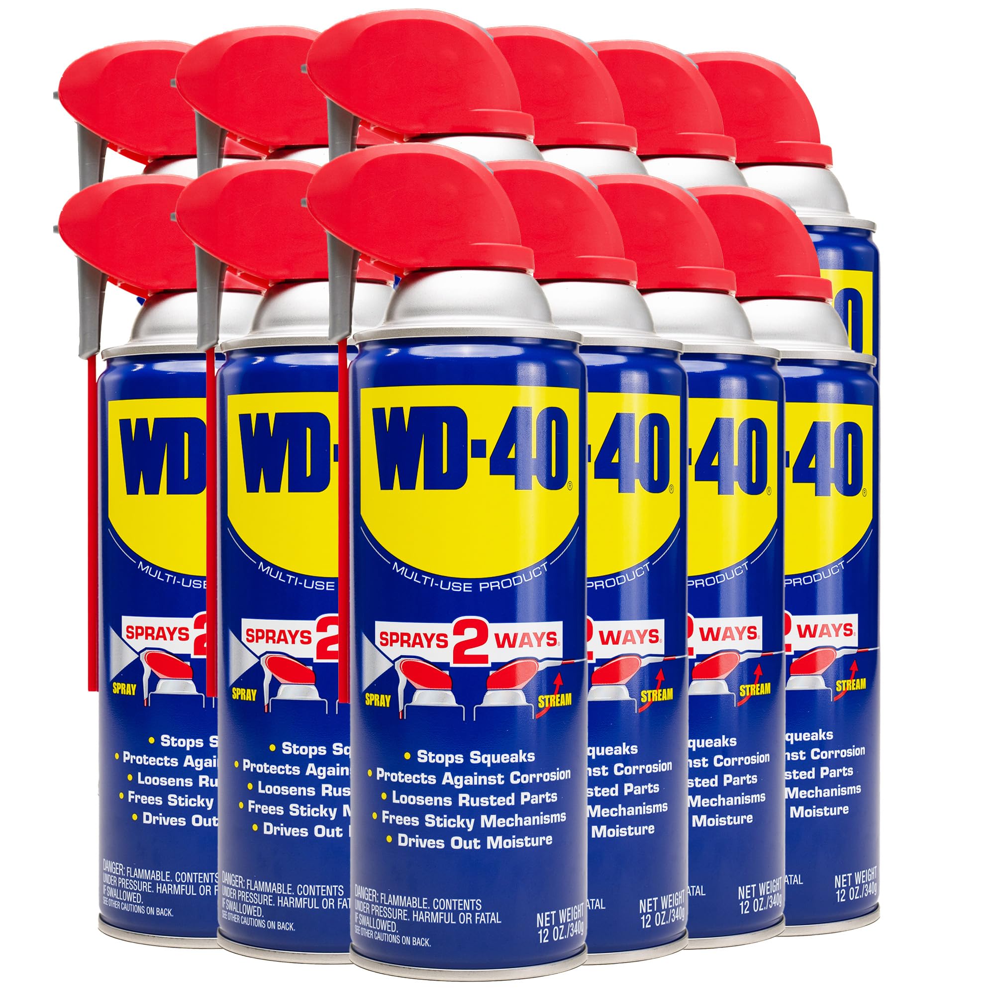 WD-40 Original Formula, Multi-Use Product with Smart Straw Sprays 2 Ways,12 OZ [12-Pack]