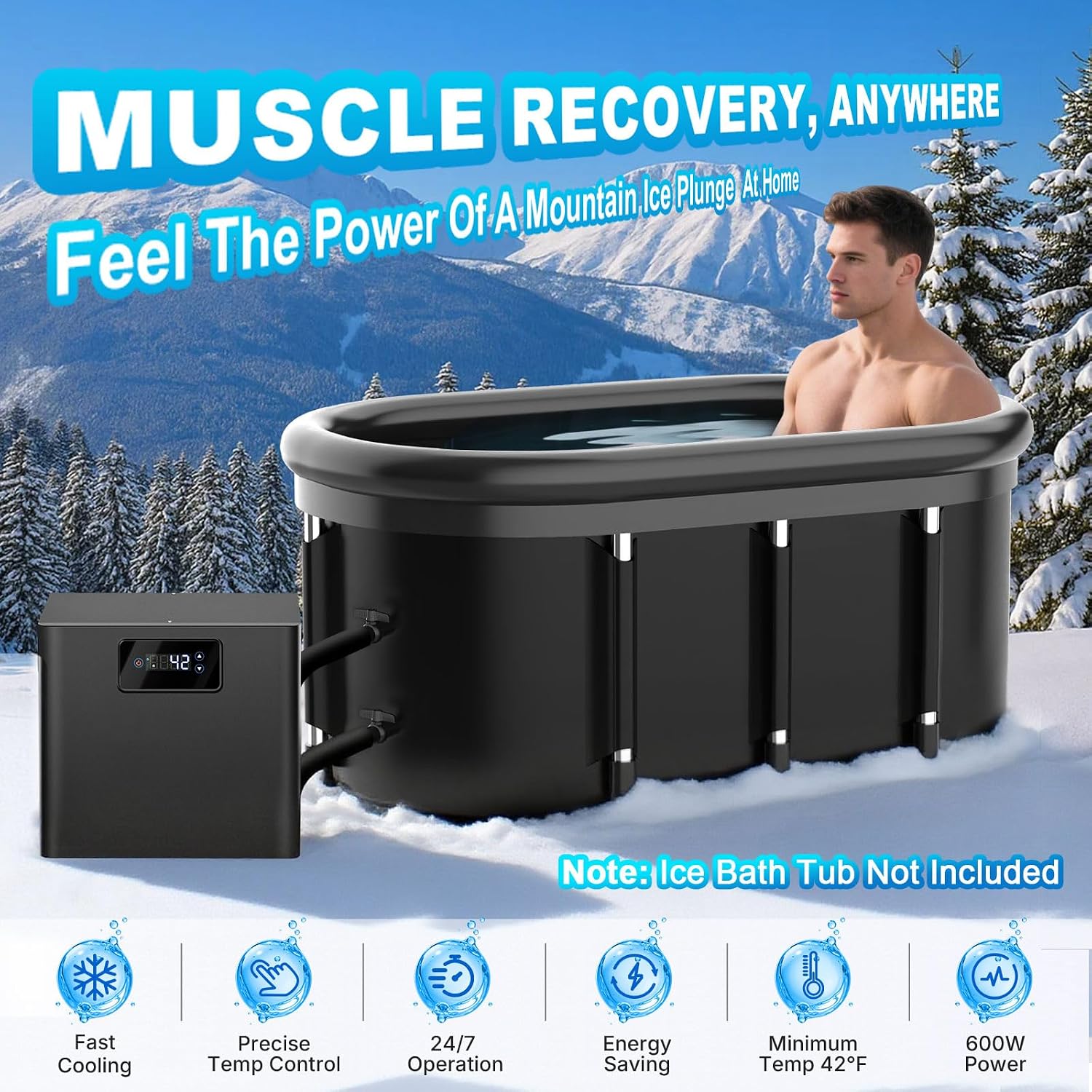 Ice Bath Chiller for Cold Plunge, 1/3HP Cold Plunge Chiller with Built-in Pump & Filter, Upgraded Insulated Hoses, Submersible Pump, Ideal for Cold Therapy Recovery and Different Cold Plunge Tub 110V