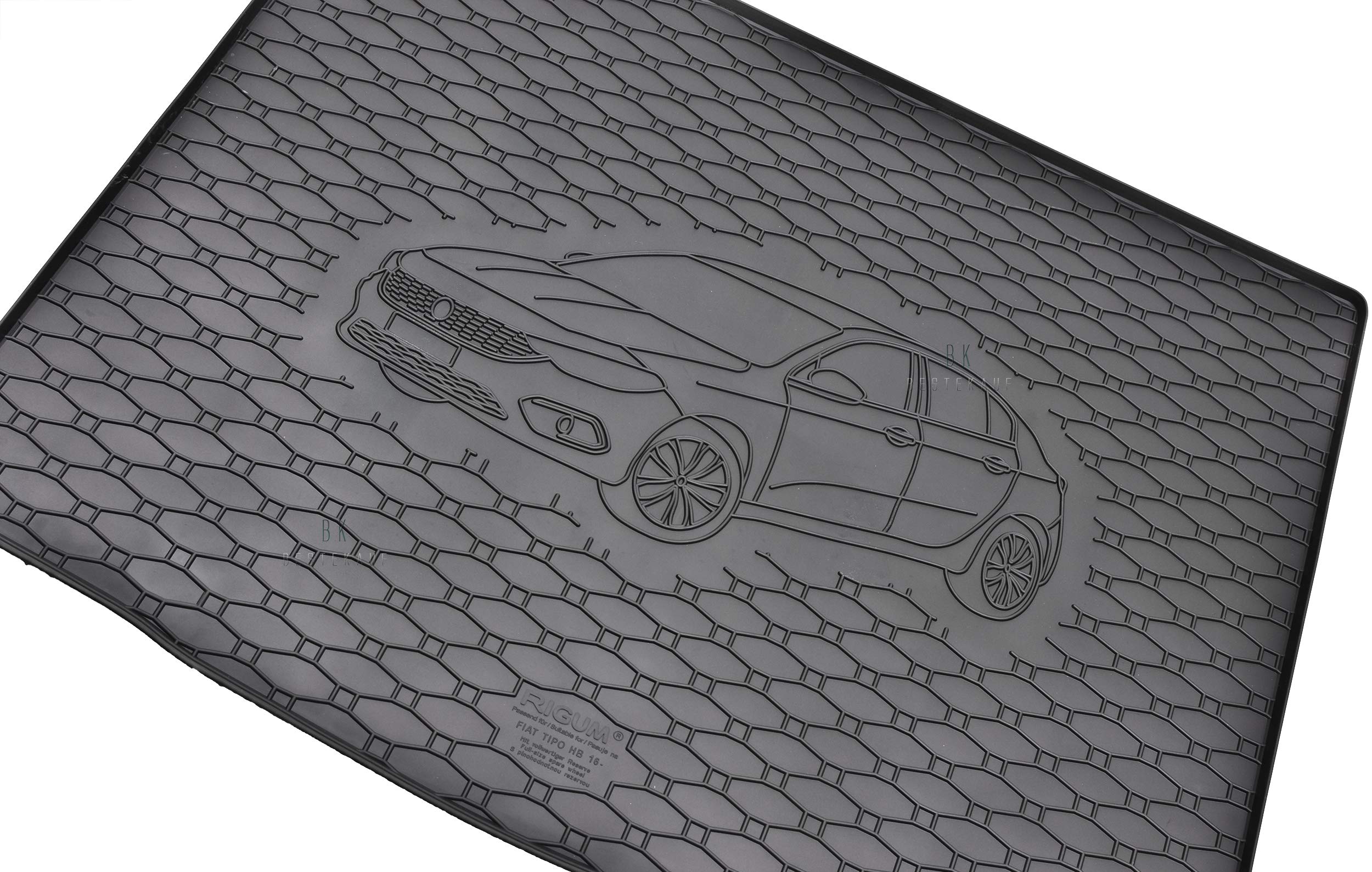 Kofferraumwanne und Gummifußmatten RIGUM geeignet für FIAT Tipo Schrägheck ab 2015 Perfekt angepasst + Magic Eraser