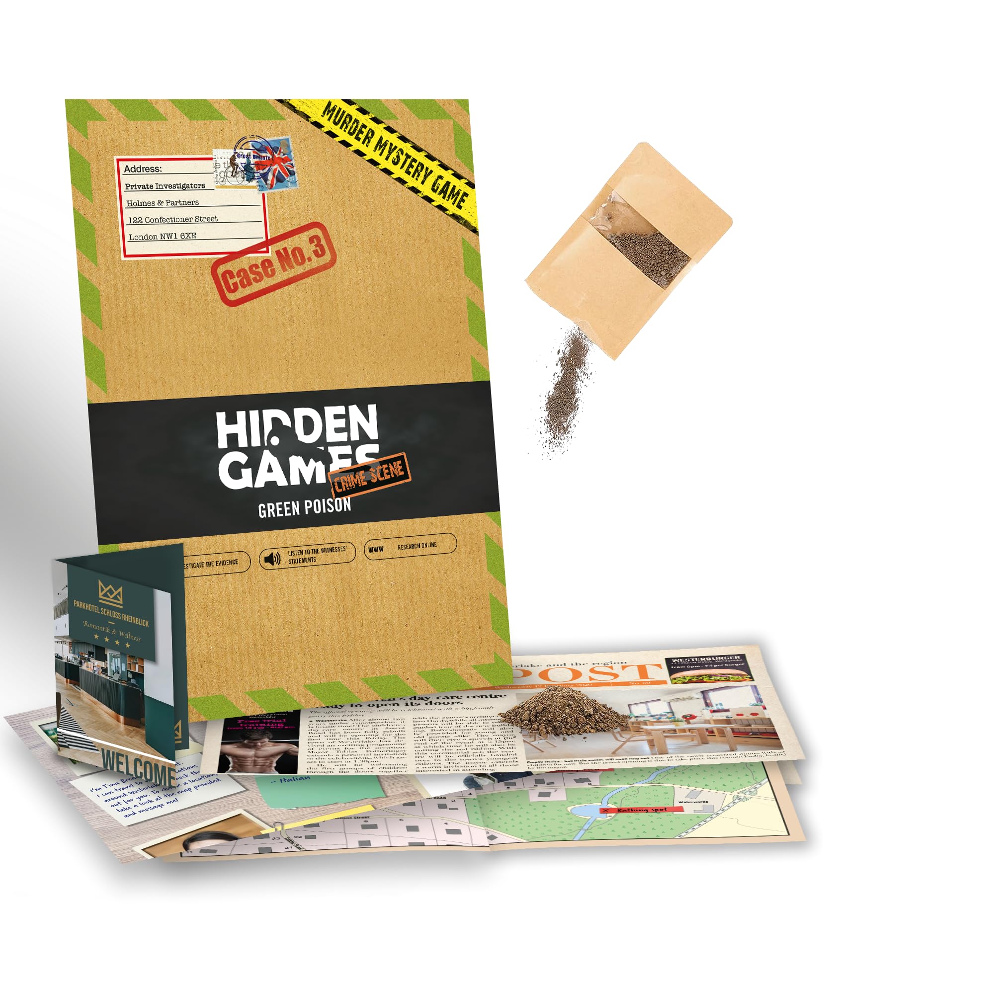 Hidden Games Murder Mystery  Green Poison | Crime Scene & Detective Game | Cooperative Mystery Game for Adults | British Edition