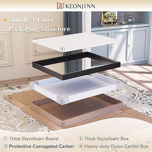 Miniatura 8 de Keonjinn Espejo de baño negro de 48 x 24 pulgadas para colocar sobre el fregadero, espejo de tocador para pared, espejo rectangular con marco de