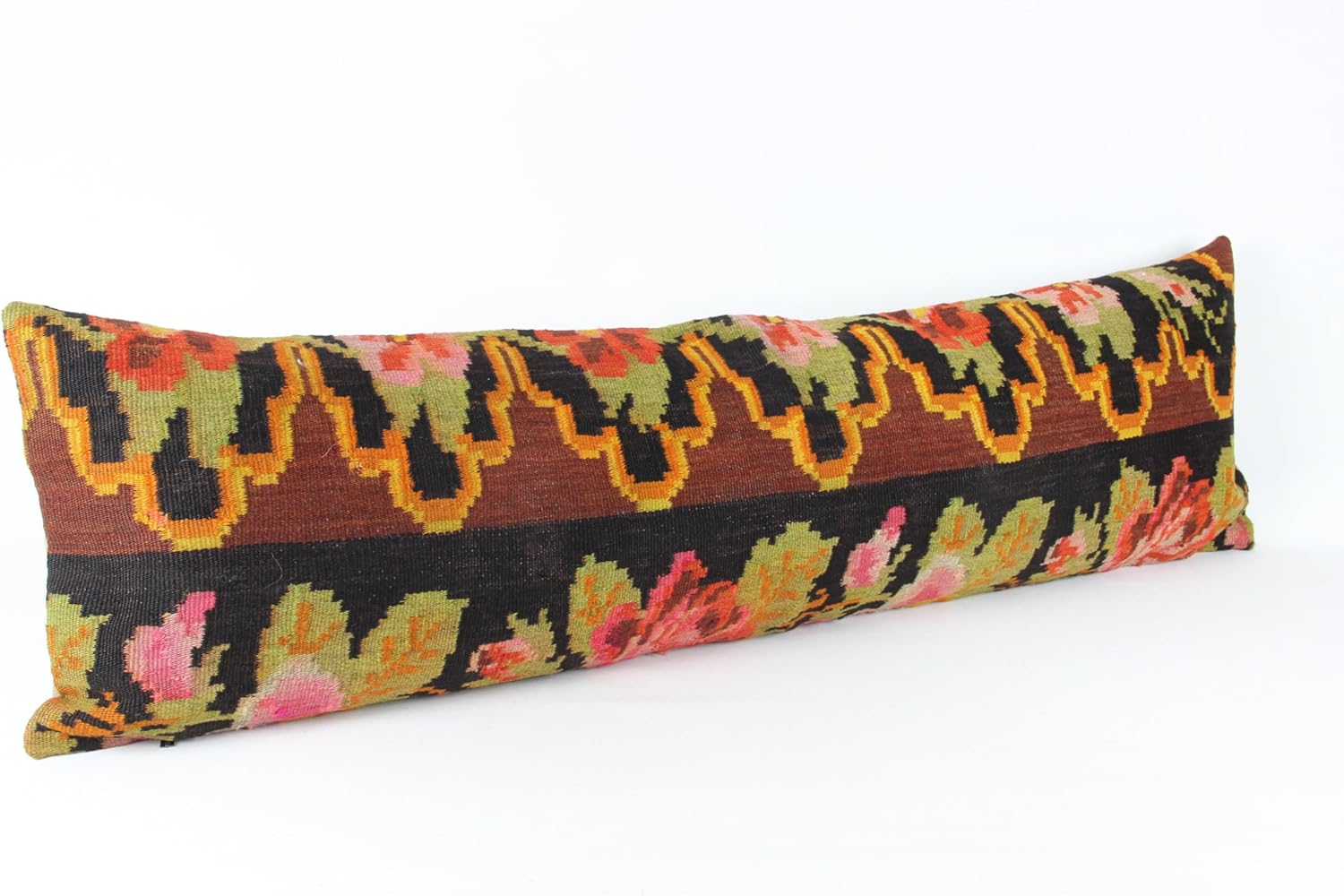 King Size Kilim Pillow Cover 14x47 inch Bedding Lumbar Twin Extra Long Queen Cushion Classy Boho Design Housewarming Chevron Throw